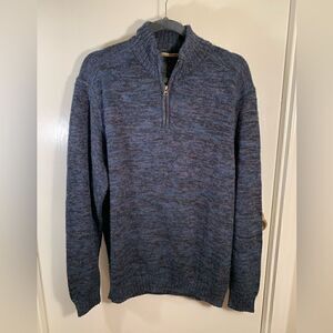Lenor Romano GUC blue quarter zip pima cotton/alpaca blend sweater Size large